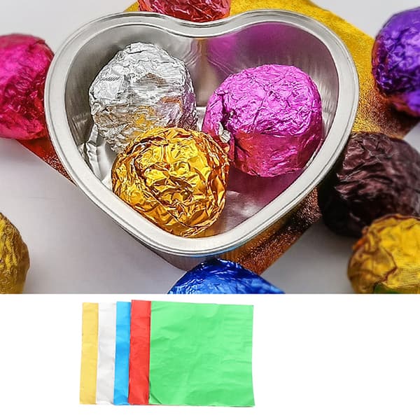 100 ark 20*20cm Aluminiumfolie Omslagspapper Bröllopschoklad Silver