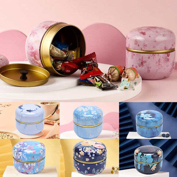 Tea Caddy Iron Delikat Small Style Te Canister Förvaringsbox f F