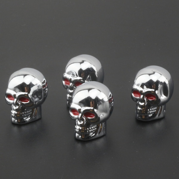 Skull Valve Caps ABS Bil Hjulpluggar För Alufälgar Däck Valv Silver