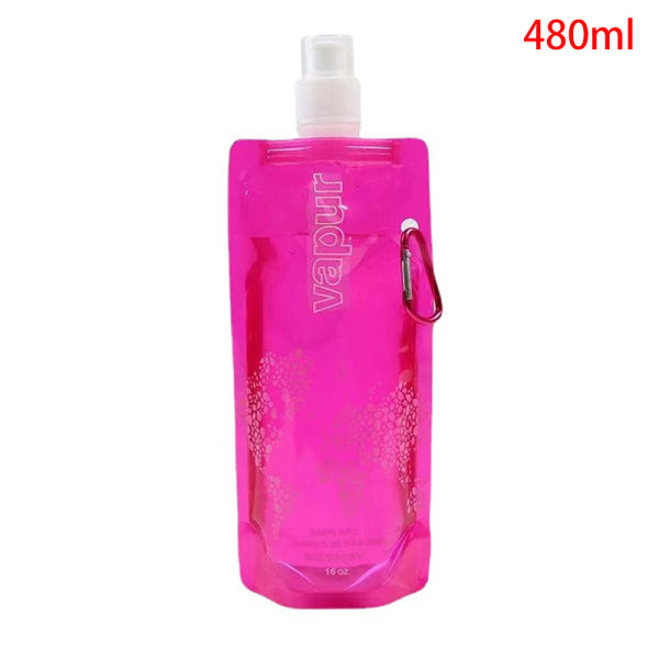 480 ml bärbar ultralätt hopfällbar vattenpåse Mjuk kolvflaska Rose red