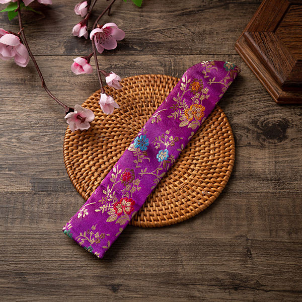 Ny stil Hand Fläkt Cover Broderade Blommor Portable Folding A3