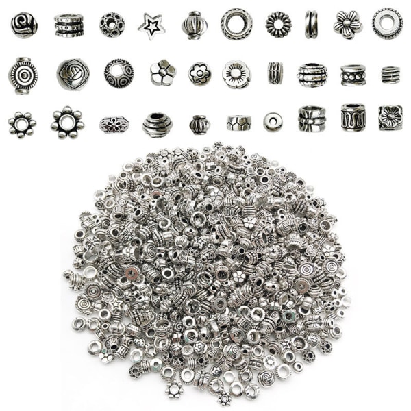 30 st/lot tibetansk antik silverfärg spacer pärlor för gör-det-själv bh
