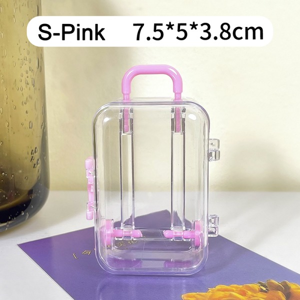 Mini resväska stil förvaringslåda Smycken förvaringsväska Case N S-Transparent&Pink