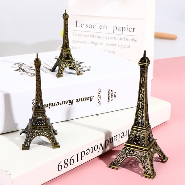 Retro Paris Eiffeltorn Modell Hem Skrivbord Brons Metall Staty 10CM
