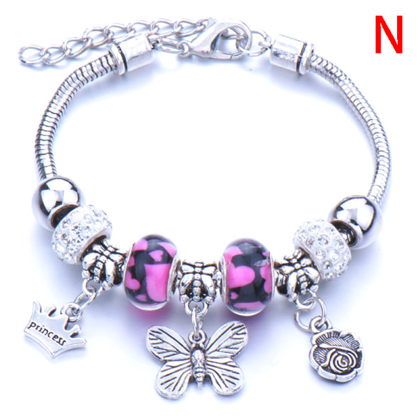 Silverpläterade pärlor hängande berlockarmband för kvinnor pärlstav Br N