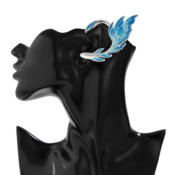 Punk Creative Gradient Blue Fish Ear Cuff Clip örhängen för kvinna Left ear