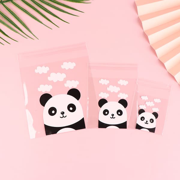 100st/pack Panda Dekoration Självhäftande kakpåse Bröllop S
