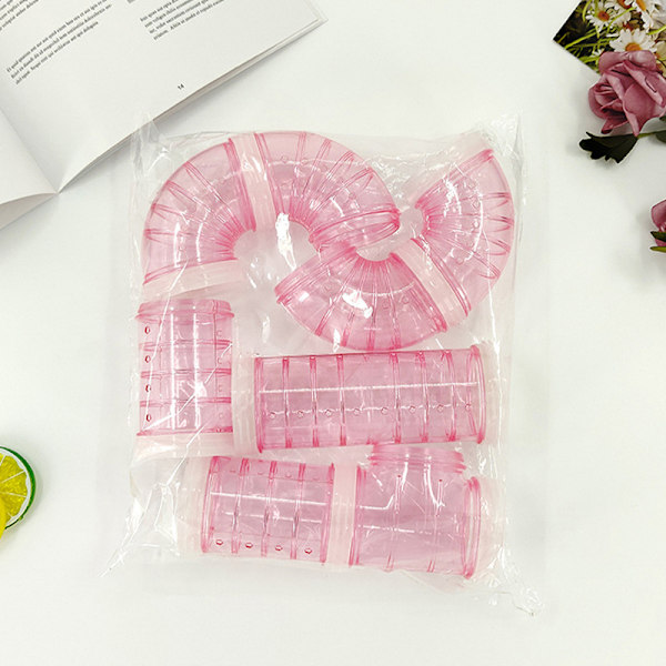 Träningsspelverktyg Extern tunnel Hamsterleksaker Hamsterbur Pink