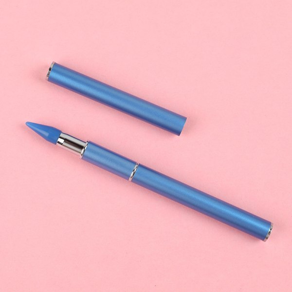 Nail Dotting Pen Dual Ended Art Brush Rhinestone Rotary Push Pi Blue