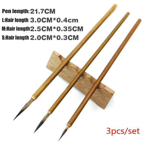 3st/ set Hårborste Weasel Pen Hook Line Paint Brush Calligrap