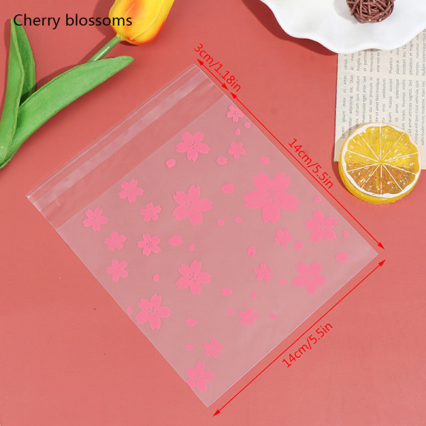 100st/ set Prickar Cherry Blossoms Cookie Godispåse Plastförpackning 5Cherry blossoms