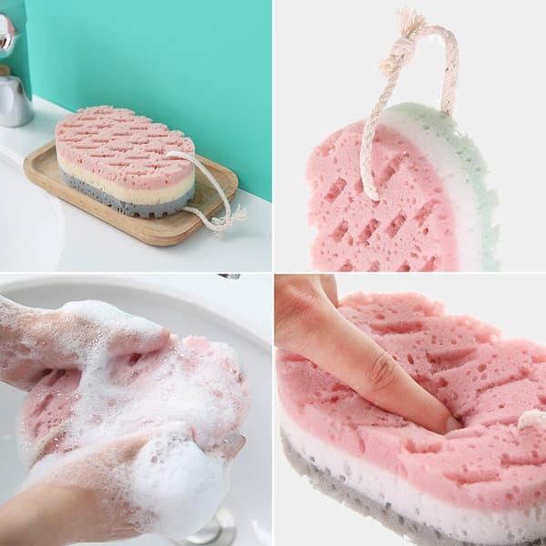 Sponge Bath Ball Shower Rub Exfoliering Massage Borste Badrum