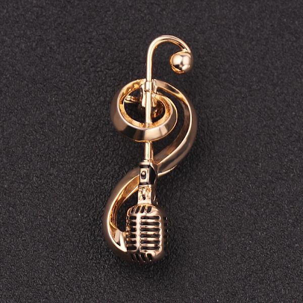 Antik Mikrofon Musiknot Brosch Krage Pins Kvinnor Corsage