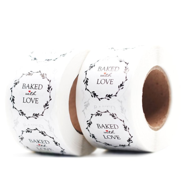 500st Rund Baka med kärlek Sticker Handgjorda förpackningsförseglingar Gi