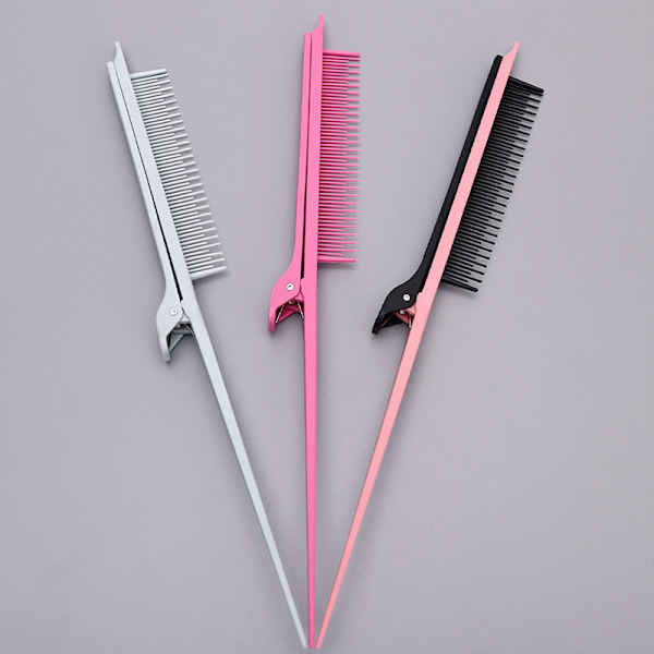 Point-tail Highlight Comb Point-tail Plastic Comb Hair Salon Co Rose red