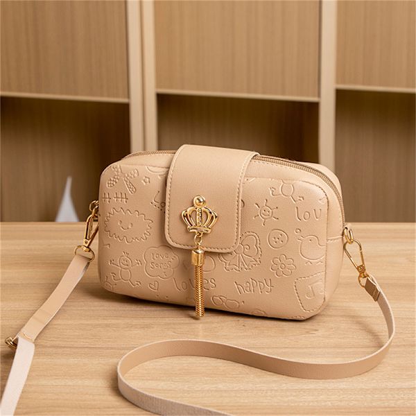 Kvinnor Pu- print tofs Crossbody-väskor Mode Casual Sol Khaki