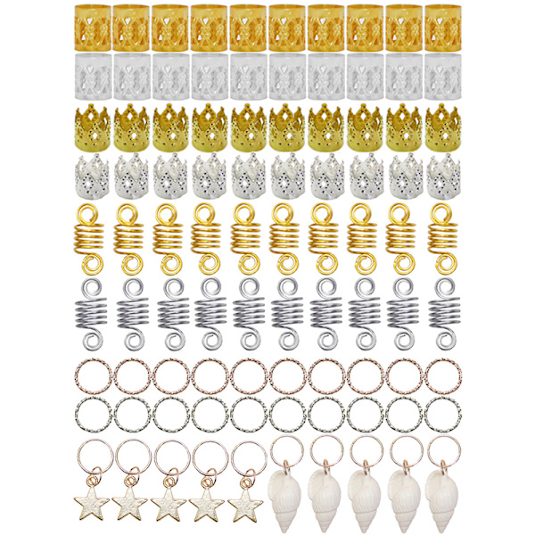 60-170 st Mix Hårringar Fläta Dreadlocks Pärlor Manschetter Clips 90pcs