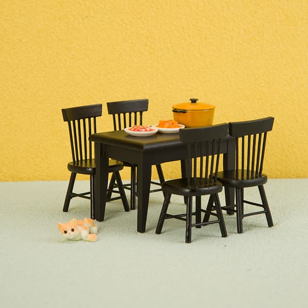 DollHouse Mini Möbeldekoration Mini Handgjort bord och Cha A3