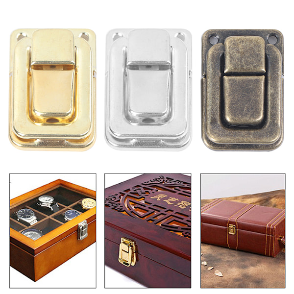 Litet vin Träkistfodral Case Toggle Latch Resväska Loc Gold