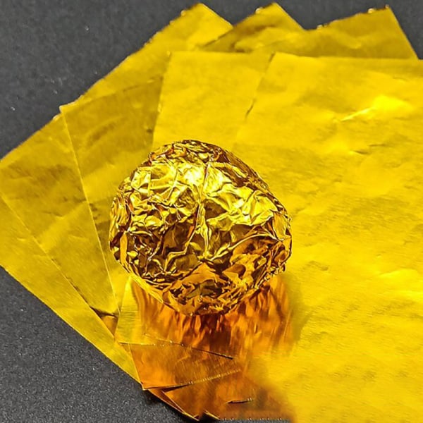 100st Folie Godis Paket Papper Choklad Aluminium Godis Socker Gold
