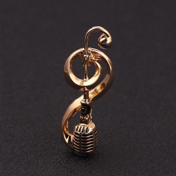 Antik Mikrofon Musiknot Brosch Krage Pins Kvinnor Corsage