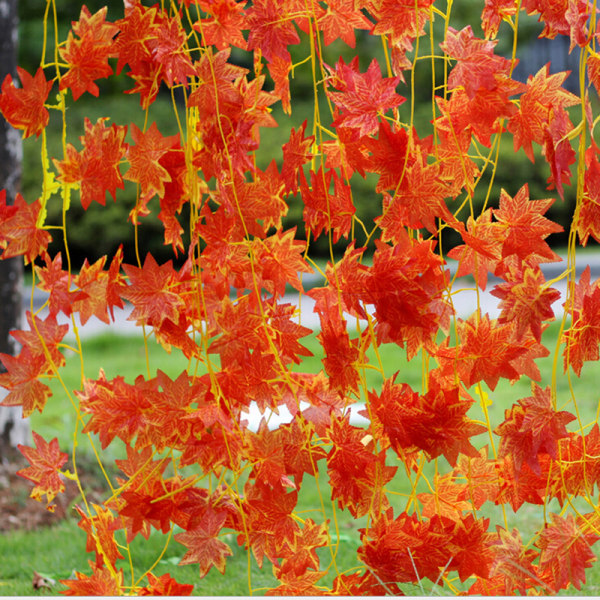 Konstgjorda blomma Lövverk Blommor Röda Lönnlöv Hemträdgård