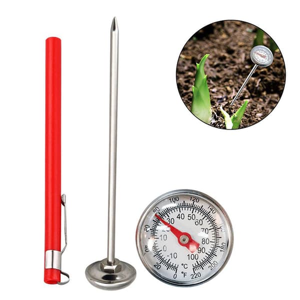Rostfritt stål Jordtermometer 127mm Stamdisplay 0-100 grader