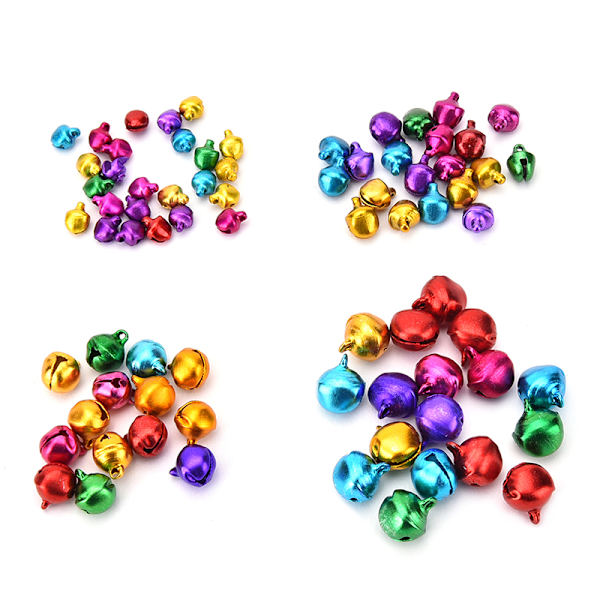 100 st/ set Små Jingle Bells Färgglada lösa pärlor dekoration 12