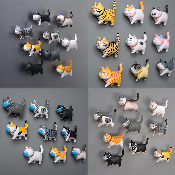Creative 3D Mask Cat Kylskåpsmagneter Office Magnet Paste H B