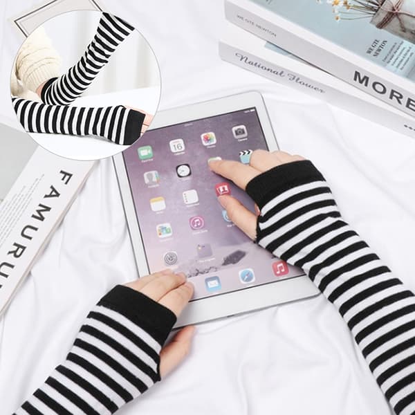 Vinter Höst Handled Arm Hand Arm Warmers Stickad ärm Varm Fi White