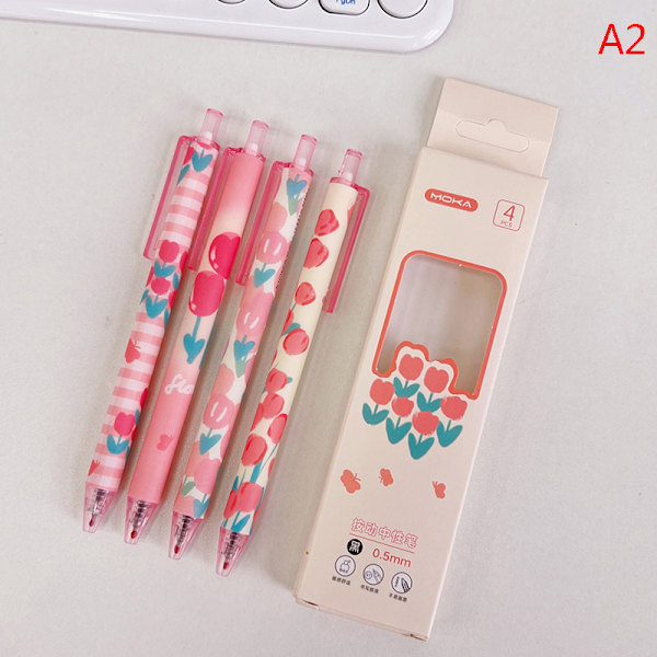 4st Gel Pen Enkel Candy Color Indragbar 0,5 mm svart bläck A2