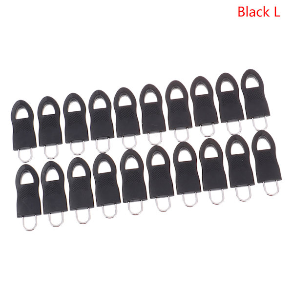 20st metall blixtlås Dra taggar Zip Fixer för kläder Svart blixtlås Black Large