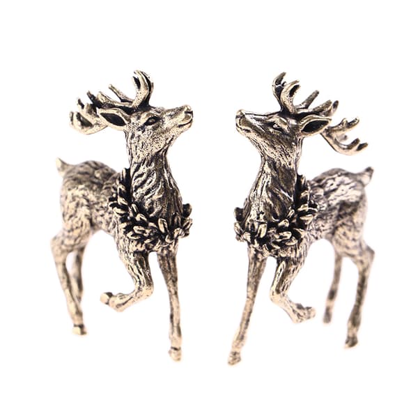 2 STK Ren koppar Hjortar Skulptur Ornament Solid Mässing Deer Mini