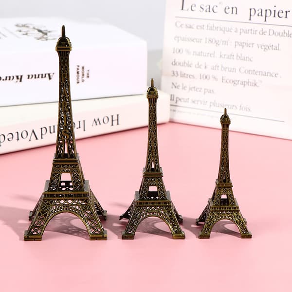 Retro Paris Eiffeltorn Modell Hem Skrivbord Brons Metall Staty 13CM