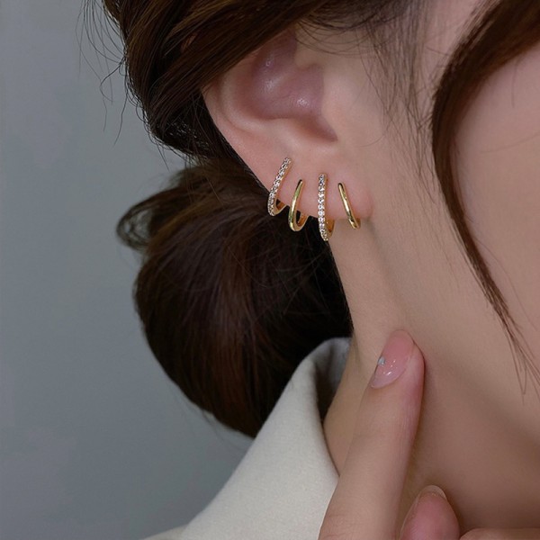 Örhänge Claw Ear Hook Clip Örhängen Kvinnor Fyrkantiga Inställning Silver