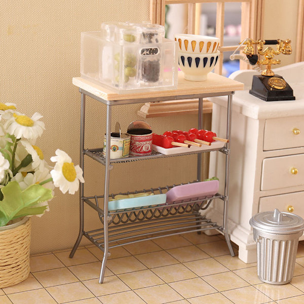 1:12 Dollhouse Simulation Mini Kök Järn Display Hylla för C White
