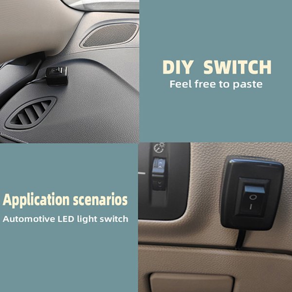 DC 12V Universal Car Switch Paste Type Vippströmbrytare med kabel