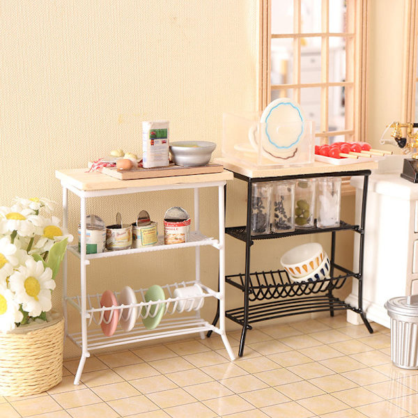 1:12 Dollhouse Simulation Mini Kök Järn Display Hylla för C White