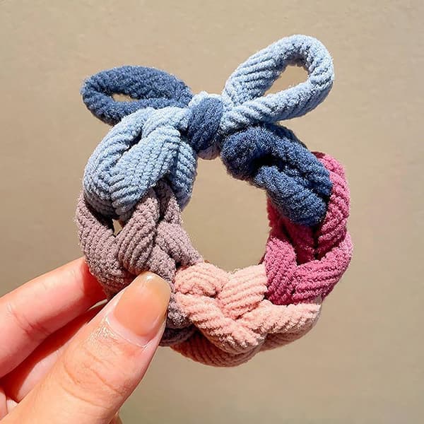 Höst Vinter Förtjockad Duk Väv Knot Bow Hög Elastisk Gummi A2