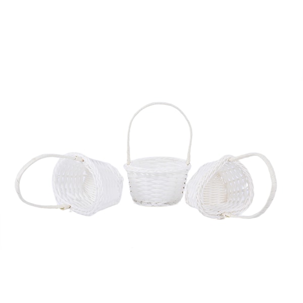 1st Handvävd Mini Plast Vävning Förvaring Tyg Korg Ratt Round