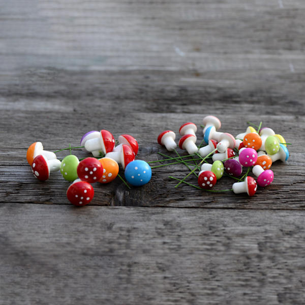 8st Mini Multicolor Mushroom Toy House Landskap Bonsai Garde