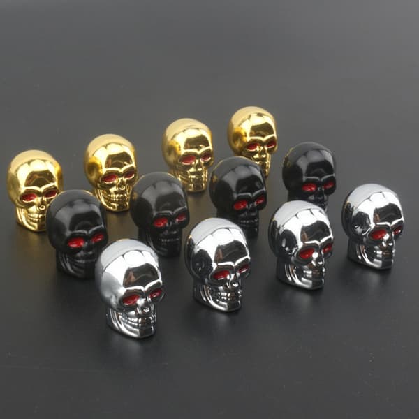 Skull Valve Caps ABS Bil Hjulpluggar För Alufälgar Däck Valv Black
