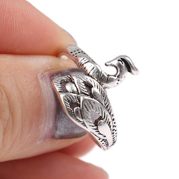 Justerbar stickslinga Virkad slinga Stickning Peacock Ring Enl