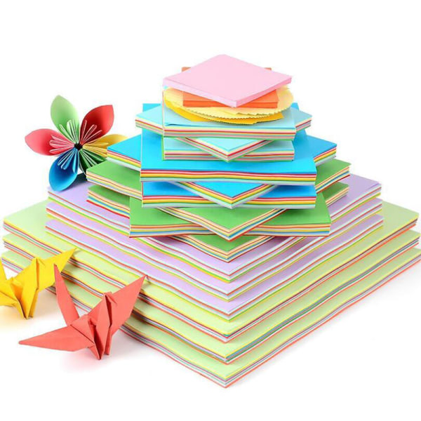 100 X 10 färger Origami-papper Dubbelsidigt, färgstarkt vikbart DIY 15*15CM