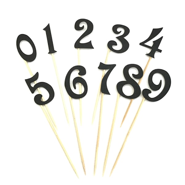 10st digital tårt topper nummer cupcake toppers födelsedagsfest Silver