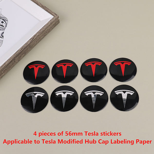 4st Hjul Center Hub Cap Kit för Tesla Model 3 Y Tesla Accesso Red