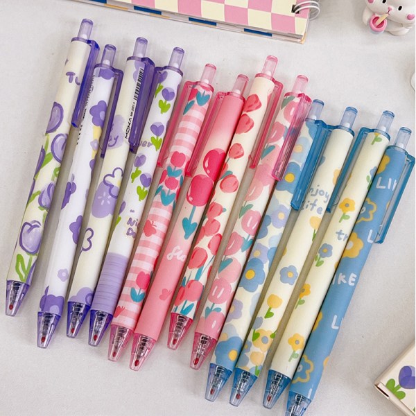 4st Gel Pen Enkel Candy Color Indragbar 0,5 mm svart bläck A3