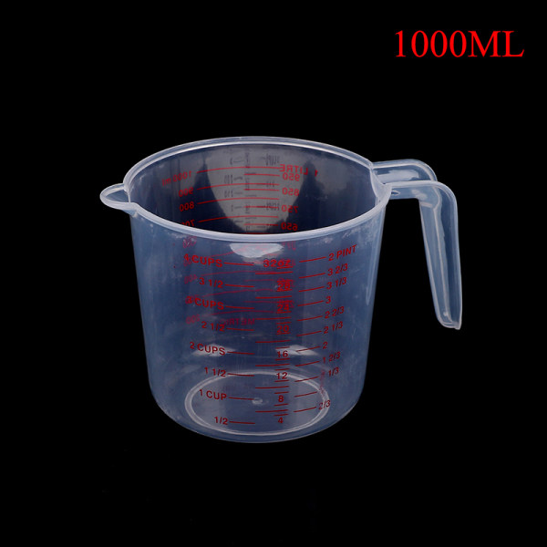 Klar måttbägare i plast 250/500/1000 ml vätska 1000ML