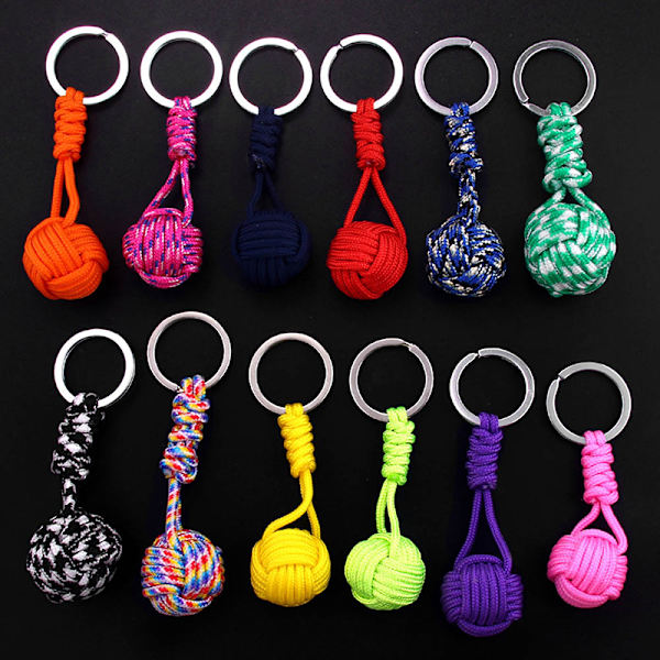 Fallskärm Woven Rope Ball Nyckelring Nyckelring Monkey Fist A3