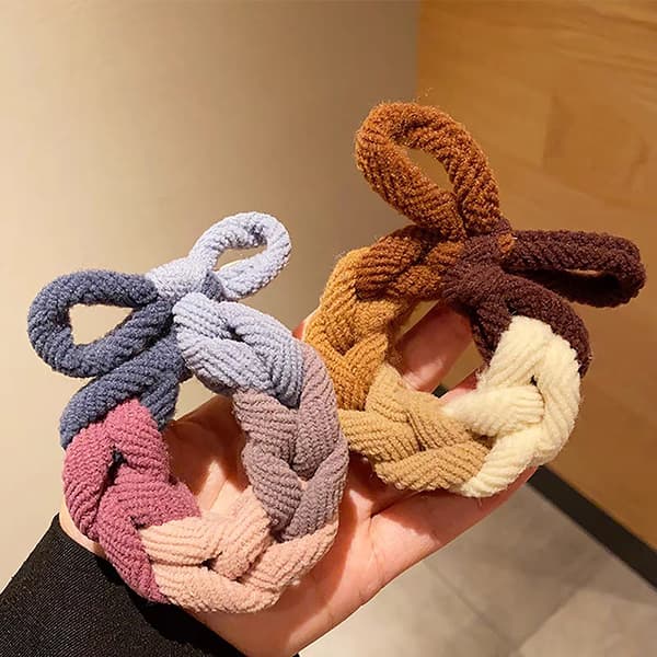 Höst Vinter Förtjockad Duk Väv Knot Bow Hög Elastisk Gummi A1